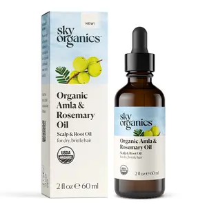 Sky Organics Hair Oil, Organic Amla & Rosemary Oil for Scalp and Hair Care, Nourishes, Soothes & Hydrates Dry Scalp & Dry Damaged Hair, Supports Smoother, Shinier Hair Haircare Blend Nourishing Soothing