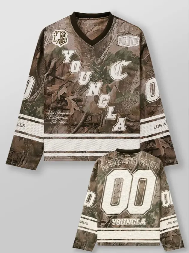 YOUNGLA Southside Jersey, Men's Hockey Graphic Shirt, Relaxed Fit Athletic Top, Breathable Sports Jersey for Workout & Casual Wear
