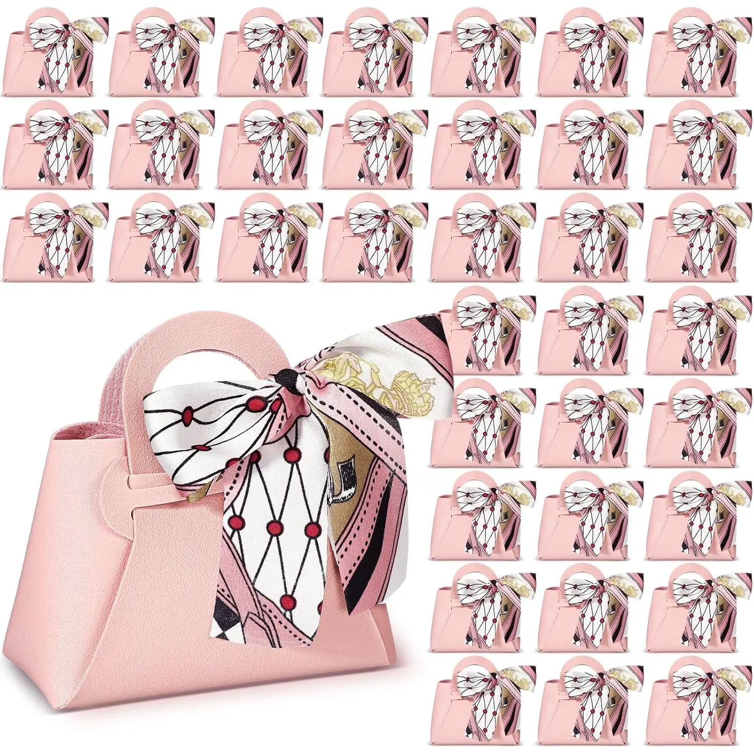 36 count PU Leather Purse  Bags with Handles Ribbon Wedding Purse Party Favor Bags Valentines Candy Boxes for  Showers Birthday Wedding ()