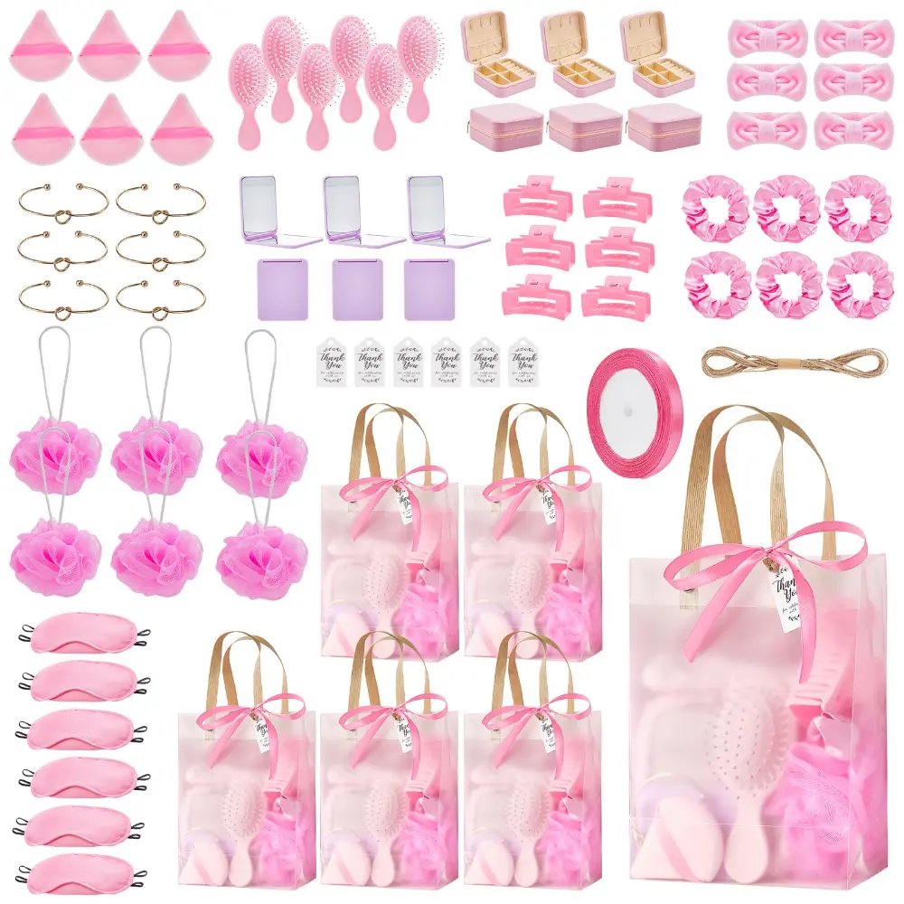 74pcs Game Winner Handheld Gifts Pack Baby Shower Prize Shower Gift Includes Bracelet Headband Hair Brush Jewelry Box Mirror Powder Puff Hair Band Hair Paw Bath Sponge Gift Pack, Party Favors, Beauty Gifts, Fun Accessories, Stylish Headband