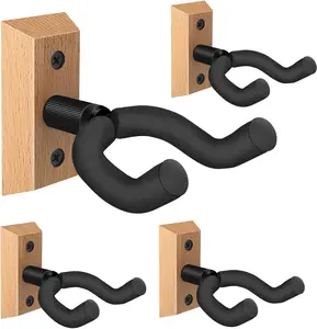 Guitar Wall Mount 4 Pack, Guitar Hanger with Rotatable Soft Hook for  Size Guitars, Hardwood U-Shaped Guitar Holder Wall Mount for Acoustic, Electric Guitar, Bass