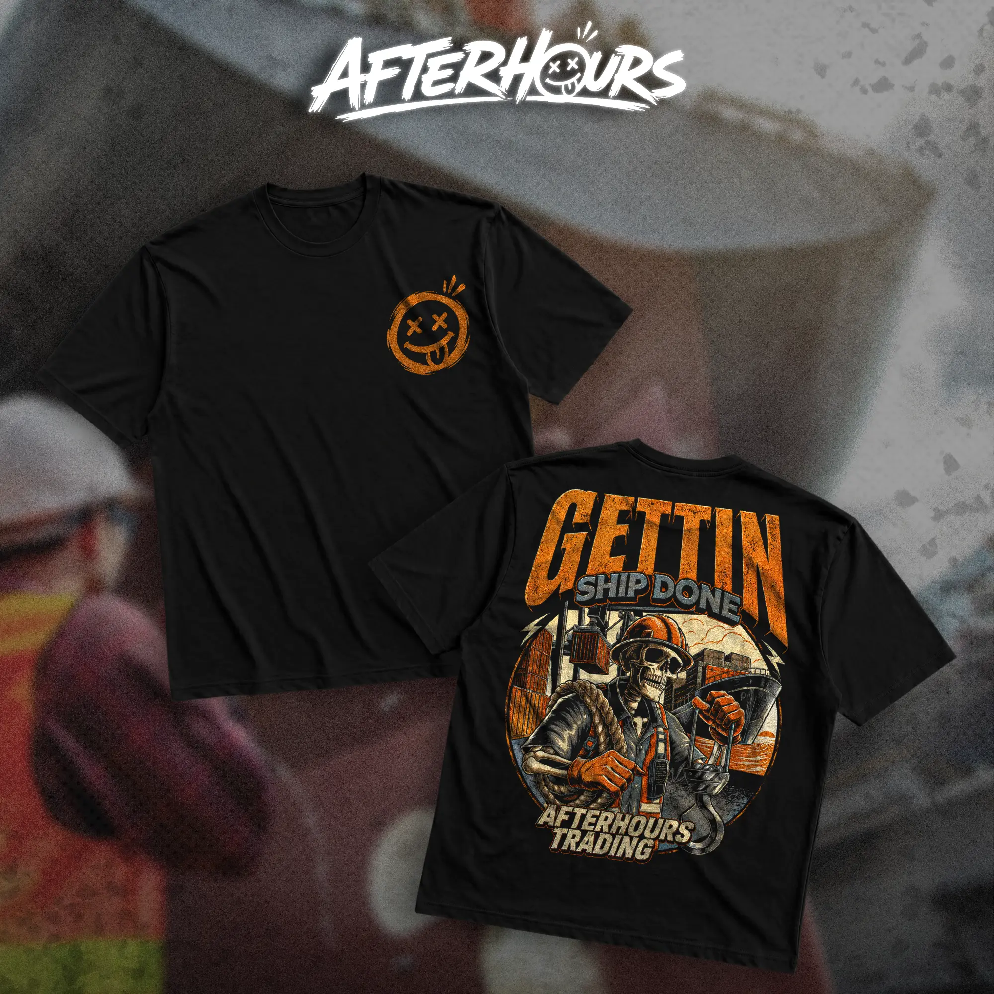 AFTERHOURS Gettin Ship Done Heavy Cotton T-Shirt Direct-To-Garment Breathable Printing High Visibility Sarcastic Tee For Workers, Gift For Husband , Safety Workwear For Man