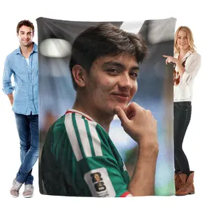 Gilberto Mora Mexico Jersey Print Flannel Blanket Portrait Graphic Design Cozy Soft Throw For Bed Sofa Adults Game Room Aesthetic Room Styling Fan Merchandise Unique Holiday Gift