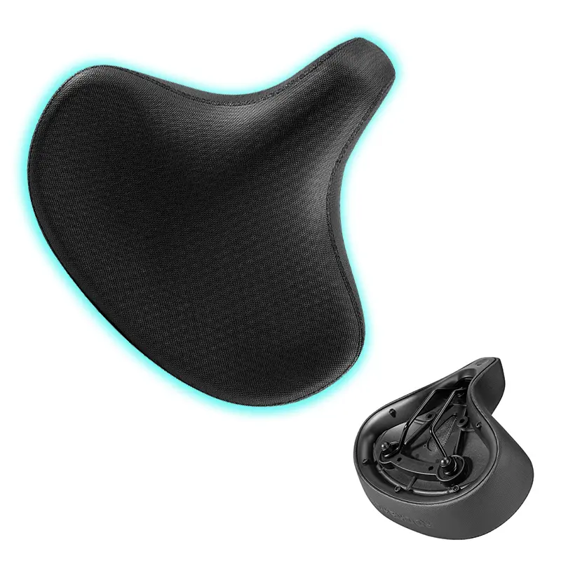 ROCKBROS Wide Ergo Bike Saddle for Unisex Adults, Extra-Wide Waterproof Easy-to-Clean PU Leather MTB Seat, High-Density Foam, Shock Absorption, Reflective Strip, Functional Mountain Biking Bike Accessory
