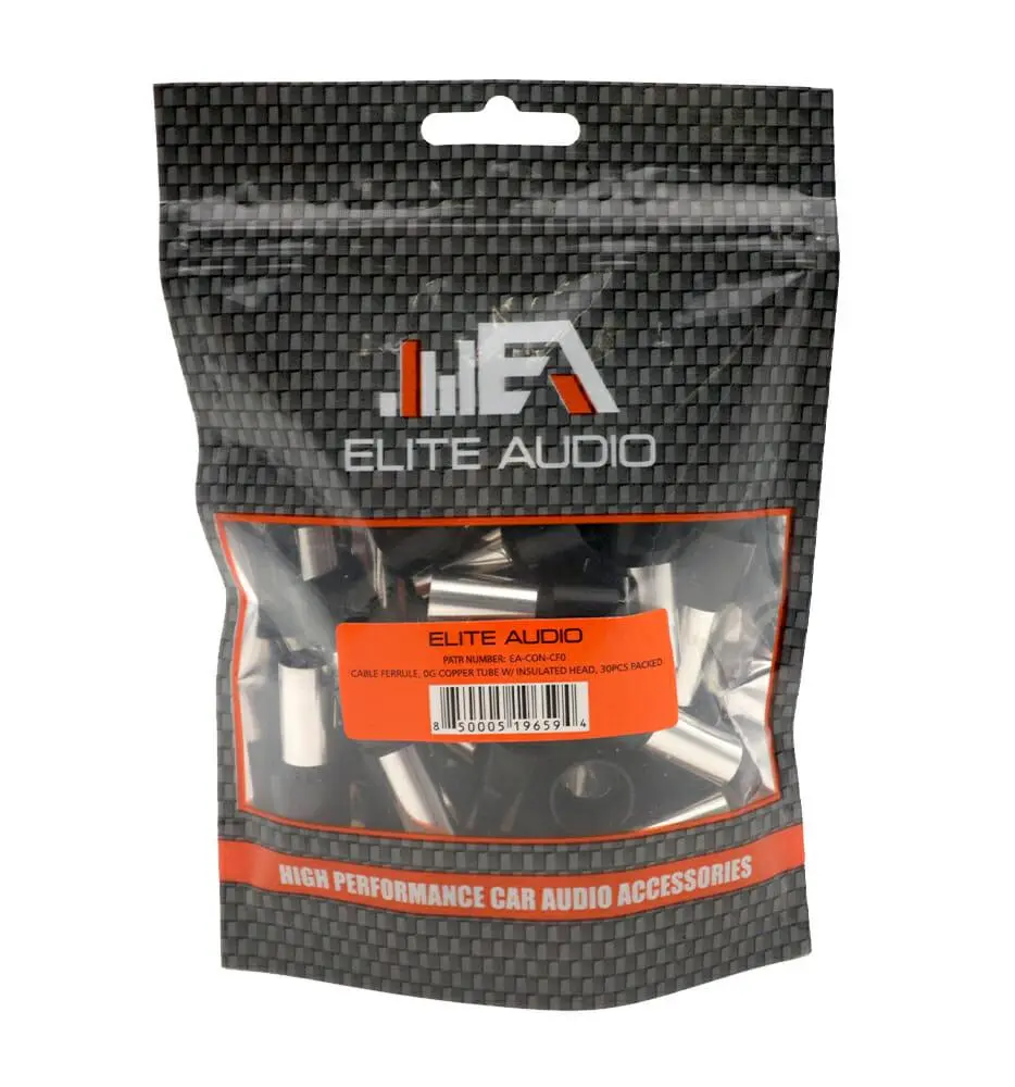 Elite Audio EA-CON-CF0 Heavy Duty Nickel Plated Cable Ferrules - High-Efficiency Construction, Automotive & Motorcycle Car Audio Power Transfer Accessories