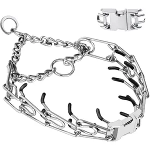 Adjustable Prong Dog Training No Pull Pinch Collar with Quick Release Buckle for Small Medium Large Dogs, Packed with Two Extra Links