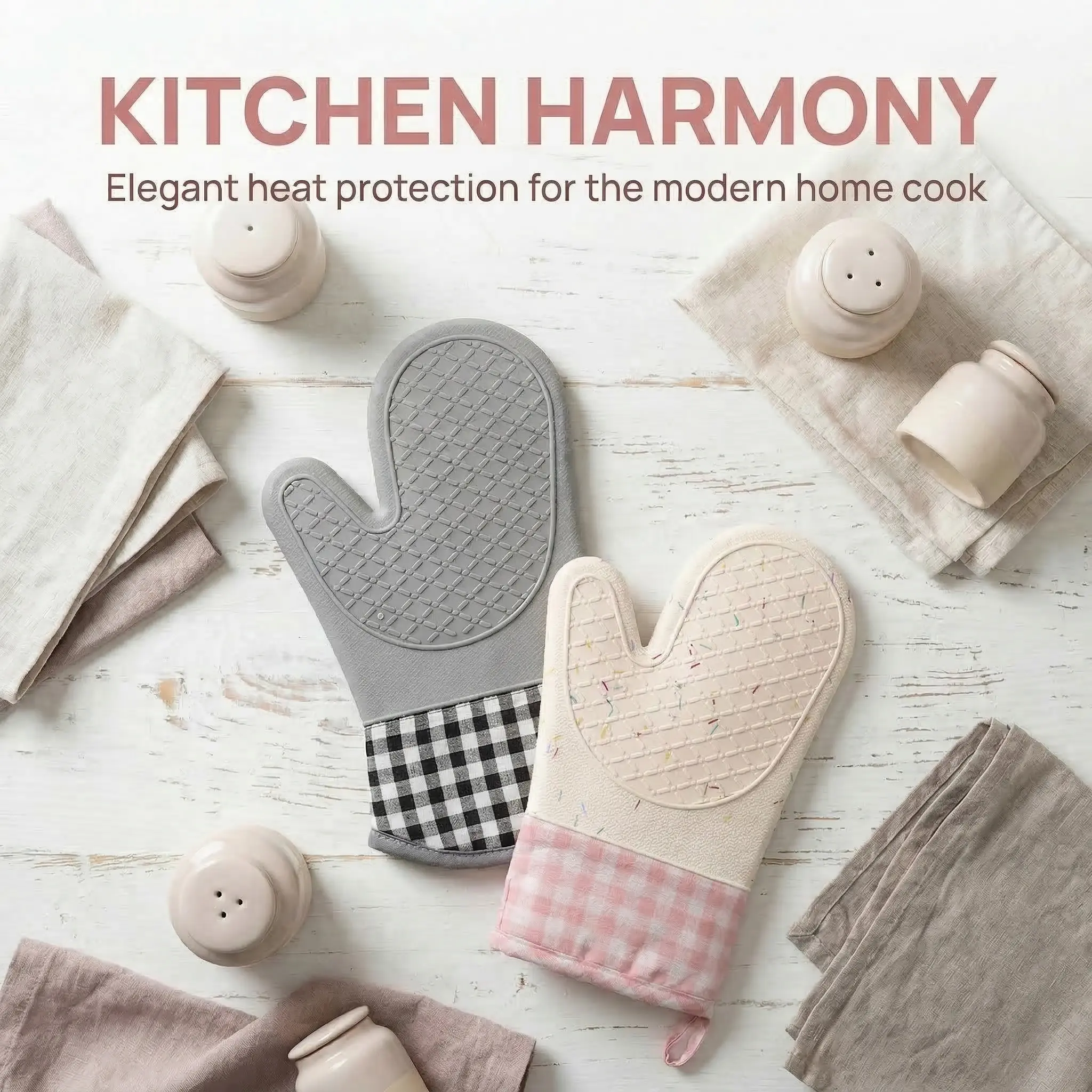 Classic Silicone Oven Mitts, High-Grade Thick 125g, Heat-Resistant Up to 300°C, Insulated, Non-Slip, Kitchen Bakeware Accessory for Grilling, Baking