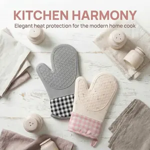 High-Grade Thickened 125g Silicone Insulated Heat-Resistant Gloves, Non-Slip, Up to 300°C, Suitable for Grilling, Baking, Kitchen Use, Essential Cooking Accessory, Bakeware Oven Mitts outdoorfun