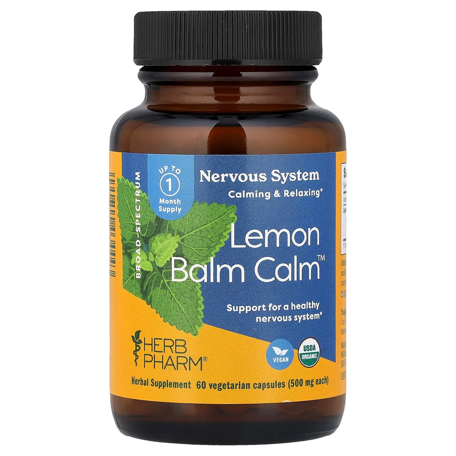 Herb Pharm Lemon Balm Calm™, 500 mg, 60 Vegetarian Capsules