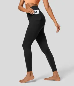 Halara Softlyzero Crossover Pocket Plain Leggings-UPF50+, Yoga Pants for Women