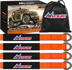 Nilight 4PCS 2"x 38" Axle Tie Down Straps with Protective Sleeve D-Ring for Securing Car Transport Lab Tested 11,127lbs Break Strength Used for Car Engine Hoist, Truck, Trailer, UTV