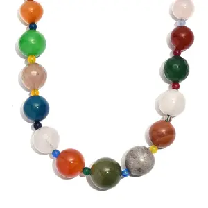 Multi Gemstone 400.00 ctw Beaded Necklace in Platinum Bond 18 Inches Christmas Gifts