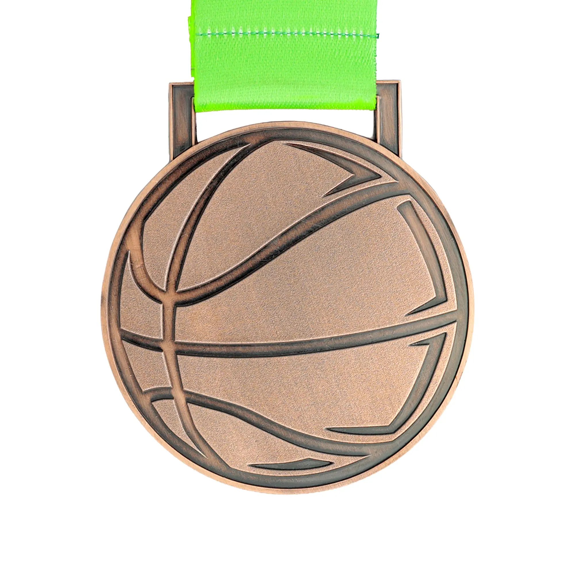 MED27 Basketball Medal - Antique Copper&Green