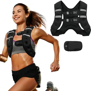 Weighted Vest with Detachable Phone Pouch 8lbs to 25lbs Rucking Training Vest for Men Women Walking Running Fitness