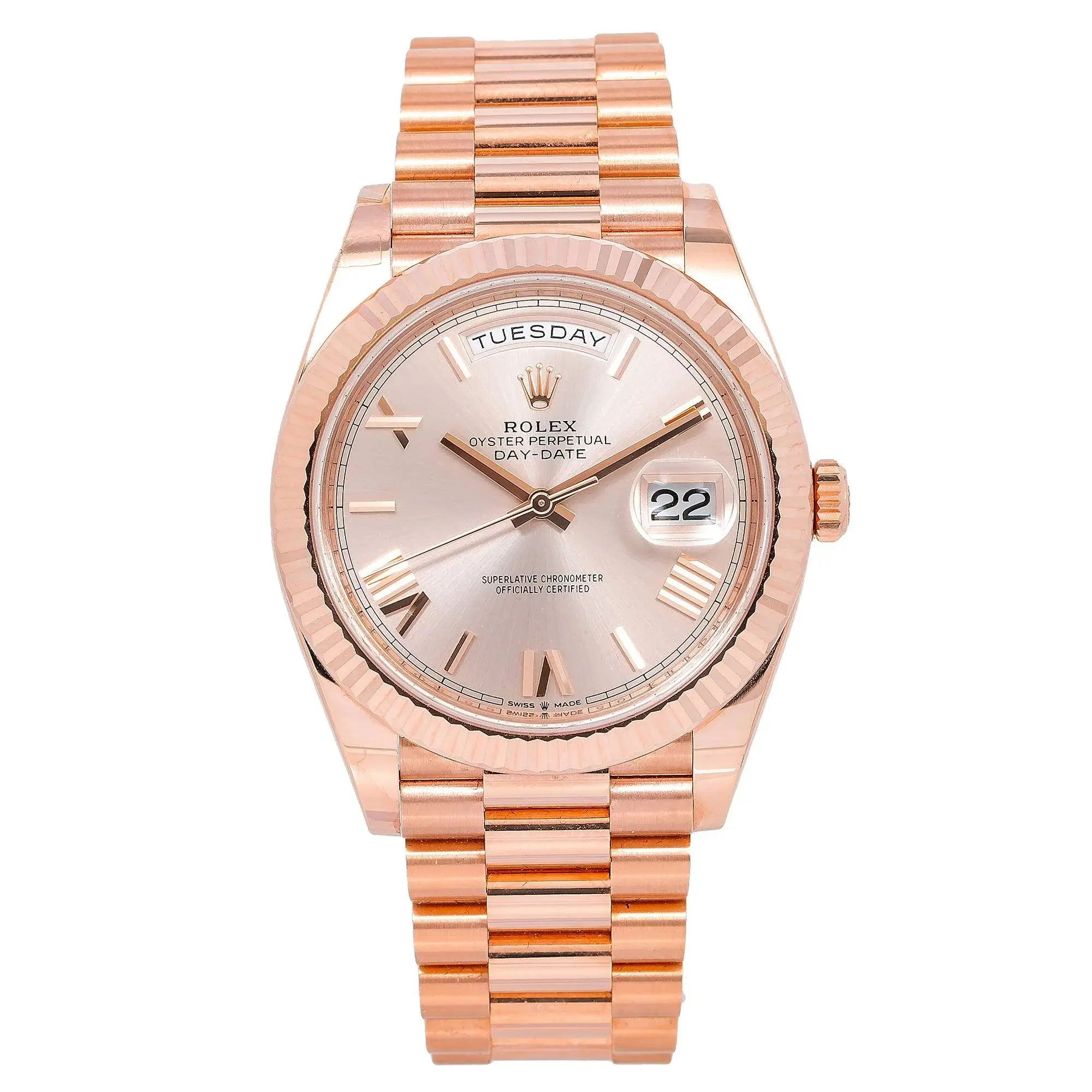 2018 Rolex Day-Date 40 Ref. 228235 – Everose Gold Sundust Roman Dial