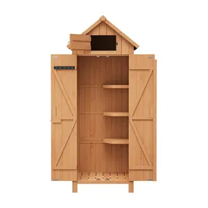 Garvee 70in Tall Outdoor Storage Shed, Waterproof Wooden Garden Tool Shed with 4 Shelves and Lockable Doors, Vertical Outdoor Storage Cabinet for Patio Yard Lawn