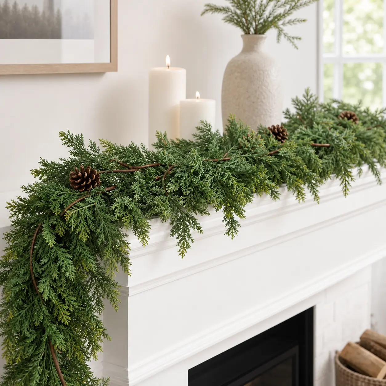 6ft Realistic Artificial Pine Garland with Pine Leaves, 1-4pcs Indoor Holiday Decoration for Mantel, Doorway - Home Decor Ornaments, Room Decorations
