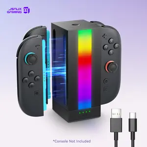 JSAUX EnergyFlow Charging Dock for Nintendo Switch 2 JoyCon Controllers, 4-in-1 RGB Magnetic Charger Station LED Indicator, Switch2 JoyCon Accessories with 5FT USB C Cable