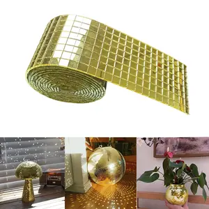 1 Roll Self-adhesive Mosaic Mirror Wall Sticker ,Glitter Tiles for Wall, Diy removable Wallpaper Peel and Stick, Home Decor for Bedroom, Kitchen Backsplash, Rental Friendly, Waterproof Wall Decals, Party Holiday Wall Decor