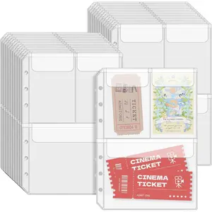 28 Pack A5 Binder Pockets with Flap for 6-Ring Binder,  No Zipper  Envelopes  Binder Inserts  Folders Organizer Document Filing Bags for Cards Photos Stickers, 3 Pocket