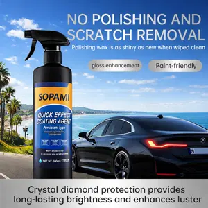 SOPAMI 500ml Ceramic Coating: Extreme Hydrophobic & 9H Mirror Shine. Includes Professional Detailing Cloth - Long-Lasting Paint Protection professional spray coating