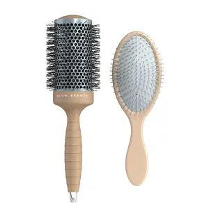 Haircare Styling Duo - Detangler Hairbrush, Nylon Hair Brush, Round Brush for Blow Out, Beauty Products
