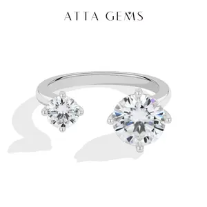 Round Shape Multiple Stones D VVS1 Lab-Grown Moissanite Open Ring 925 Sterling Silver For Her Engagement Gift Shining Fashion Jewelry R393 Summerwins