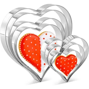 Heart Cookie  Set - 7 count Heart Cookie  for Valentine's Day - Stainless Steel Small Heart Shaped Cookie  for Sandwiches, Cookie, Biscuit