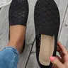 New Knit Fabric Round Toe Flat Shoes, Slip On Flats, Breathable Mesh Design, Rubber Soft Sole, Comfortable for All Seasons, Casual Dress Shoes, Walking Shoes