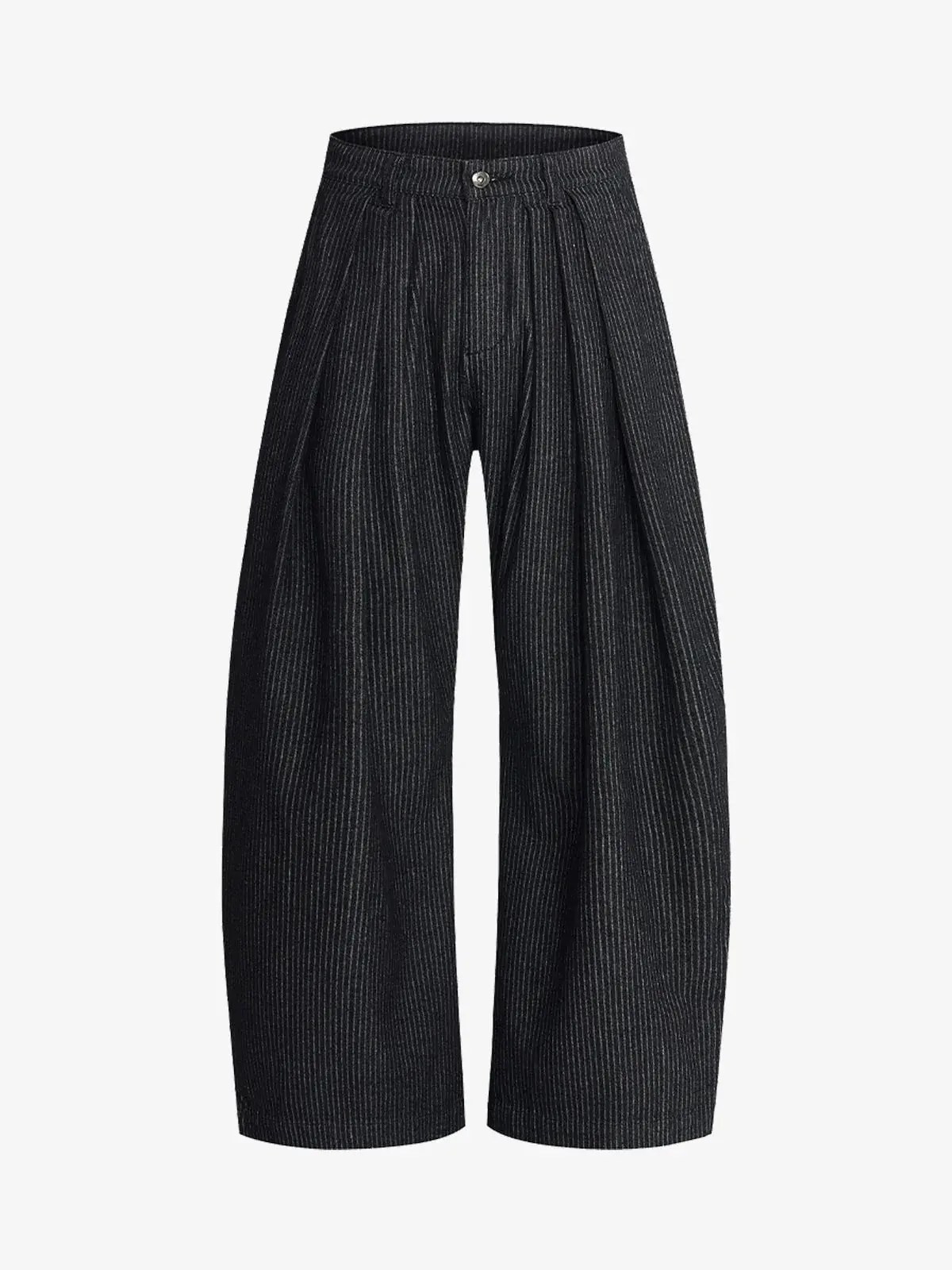 Thesupermade Vintage Pinstripe Pleated Wide-Leg Barrel Pants