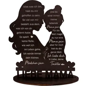 2D Plane Mother-Daughter Gift, Mom Birthday Gift, Love Mom Wooden Sign, Daughter's Gift for Mom, Christmas Calendar