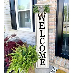 Standing Welcome Sign for Front Porch (White)