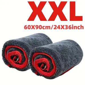 Extra Large Ultra-fine Fiber Car Towel, Car Cleaning Supplies, Quick Drying Towel, Car Washing Towel with Twist Ring Design, Super Absorbent Thickening Technology, Suitable for Cars, Trucks, and Ships