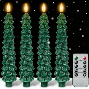 Christmas tree flameless candle, 9.7-inch environmentally friendly PP material+LED light, battery powered (excluding battery)