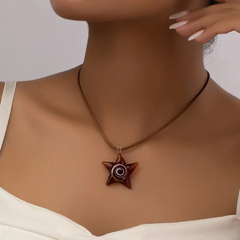 Women's Matching Star Decor Pendant Necklace, Summer Vintage Chain Necklace Jewelry for Girls Gift, Female Classic Fashion Y2k Streetwear Accessories for Daily Wear, Adjustable Star Necklace, Jewelry Accessories, Decorative Accessory Necklace