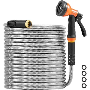 VEVOR Metal Garden Hose 200 ft, Heavy Duty Stainless Steel Water Hose with 10 - Function Nozzle, No - Kink Flexible Outdoor Garden Hose, Rust - Proof Lightweight Hose for Yard, RV, Car WashVEVOR Super Brand Day