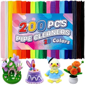 Pipe Cleaners, 200 count Multicolor Pipe Cleaners Craft Set, Solid Color Chenille Stems, DIY Arts and Crafts with Adhesive Eyes and Storage Box, Christmas Mother's Day Decoration Art Supplies