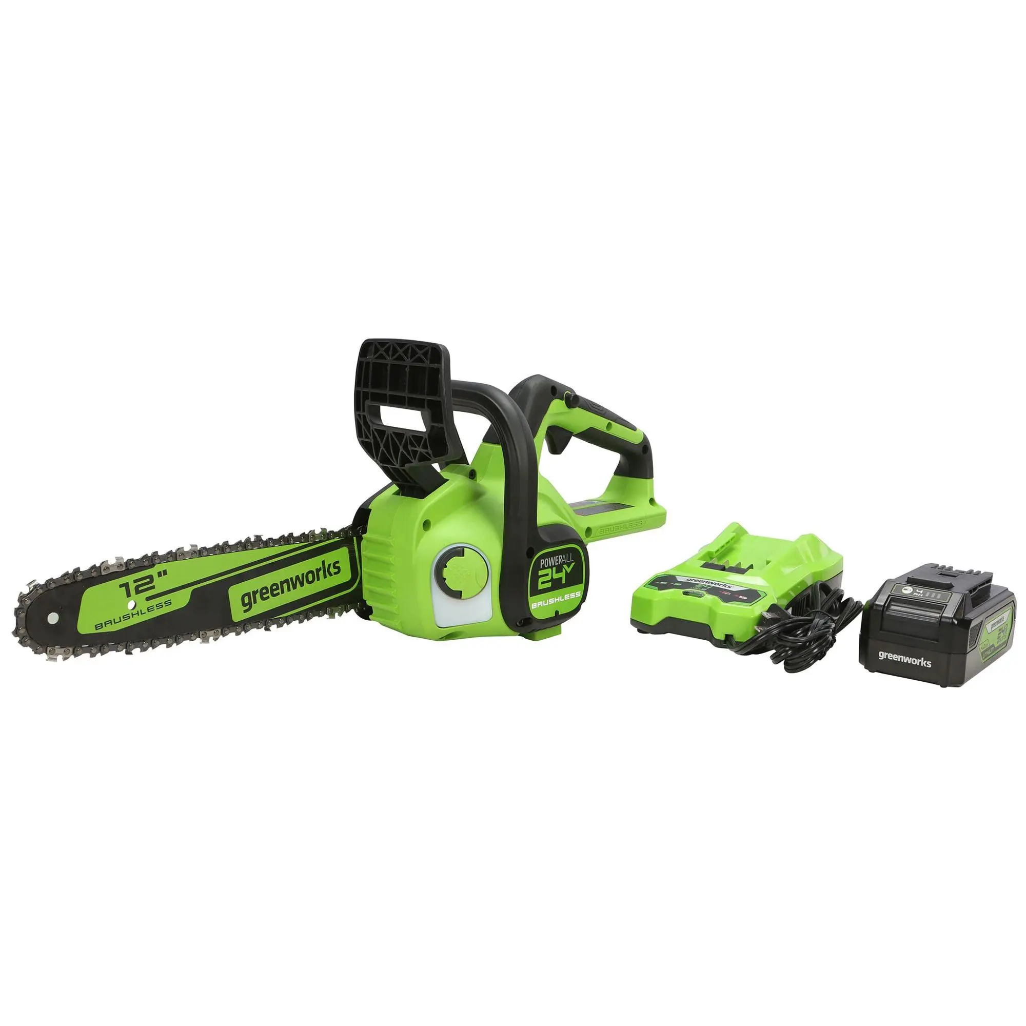 Greenworks POWERALL 24V 12" Cordless Chainsaw w/ 4Ah Battery Greenworks POWERALL 24V 12" Cordless Chainsaw w/ 4Ah Battery