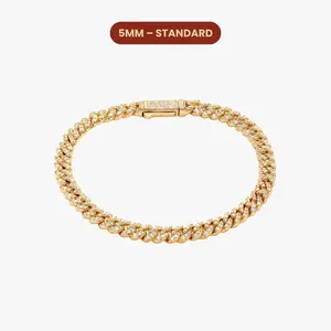 JAXXON Iced Out Cuban Link Bracelet 5mm - Gold - Pavé Diamond Simulants - Box Clasp