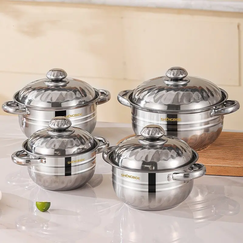 Stainless Steel Soup Pots Set, 22/20/18/16cm, Cookware Pots, Kitchen Multi-Use Cooking Set, Ideal for Parties and Gifts, Home Use Combo Pot Set