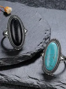 Vintage Blue Star Turquoise Ring for Women, Elegant Hollow Out Design, Perfect Wedding Party Gift, Ladies' Delicate Jewelry