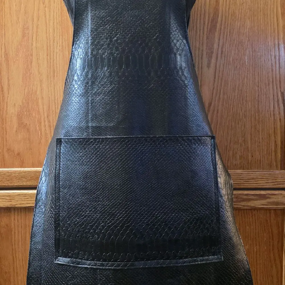 Adult One Size Fits Most Full Front Faux Snake Skin Leather Baking/ Hairstylist Apron with Brushed Metal Hardware