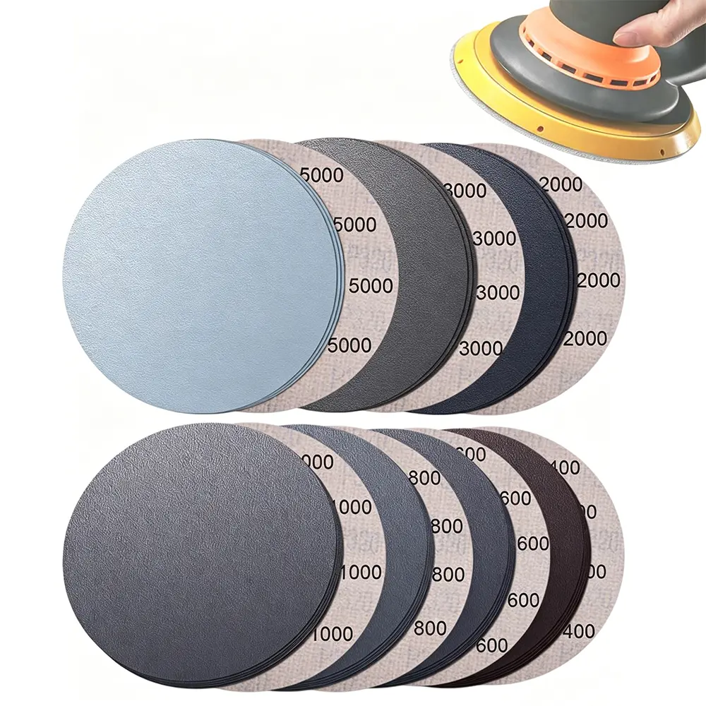70Pcs 6-inch Wet-Dry Sanding Paper Discs, Hook-and-Loop Fine Grit Assortment (5000/3000/2000/1000/800/600/400) for DA Random Orbital Sanders, Craft Projects & Hobbyists, Wood/Metal/Glass Polishing