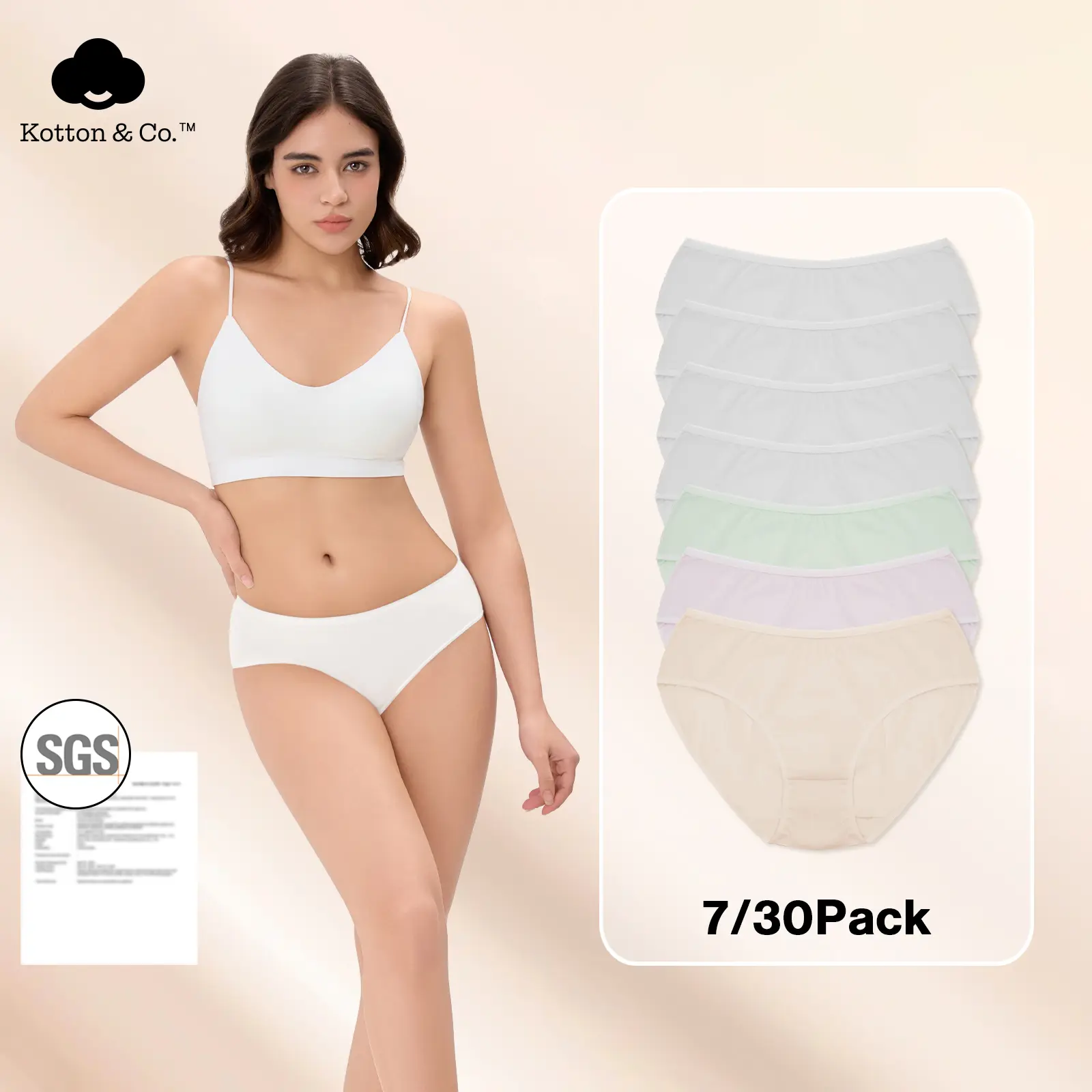Kotton&Co. 7/30-Packs. Disposable women's underwear—Perfect for travel, sports,environmentally friendly and degradable