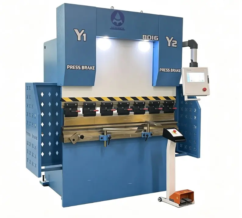 CNC Sheet Metal Bending Machine - 80t 1600mm Press Brake with Torsion Bar Synchro, Holistic Welding Structure, High Precision, Oil Pump, Compensation Device on Workbench, Emb Tubing Connector for Industry & Automotive Manufacturing, Ball Screw And Linear