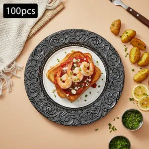 100 Pack Round Charger Plates 33cm for Wedding Birthday Party Banquet Decor