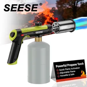 SEESE Powerful Propane Torch(Propane Tank Not Included),Outdoor Cooking Spray Gun Adjustable Flame, One-button Start Maximum Heat,Campfire Starter,Weeding, Snow Removal ,Excellent Gift and New Year with Mens