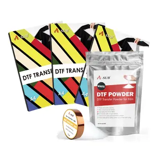 A-SUB DTF Starter Kit (DTF HACK for ordinary Inkjet printers,Waterproof, resistant to water washing) (Including A4 3-pack DTF film×90 pcs/DTF Power 1000g/Heart-resistant Tape)