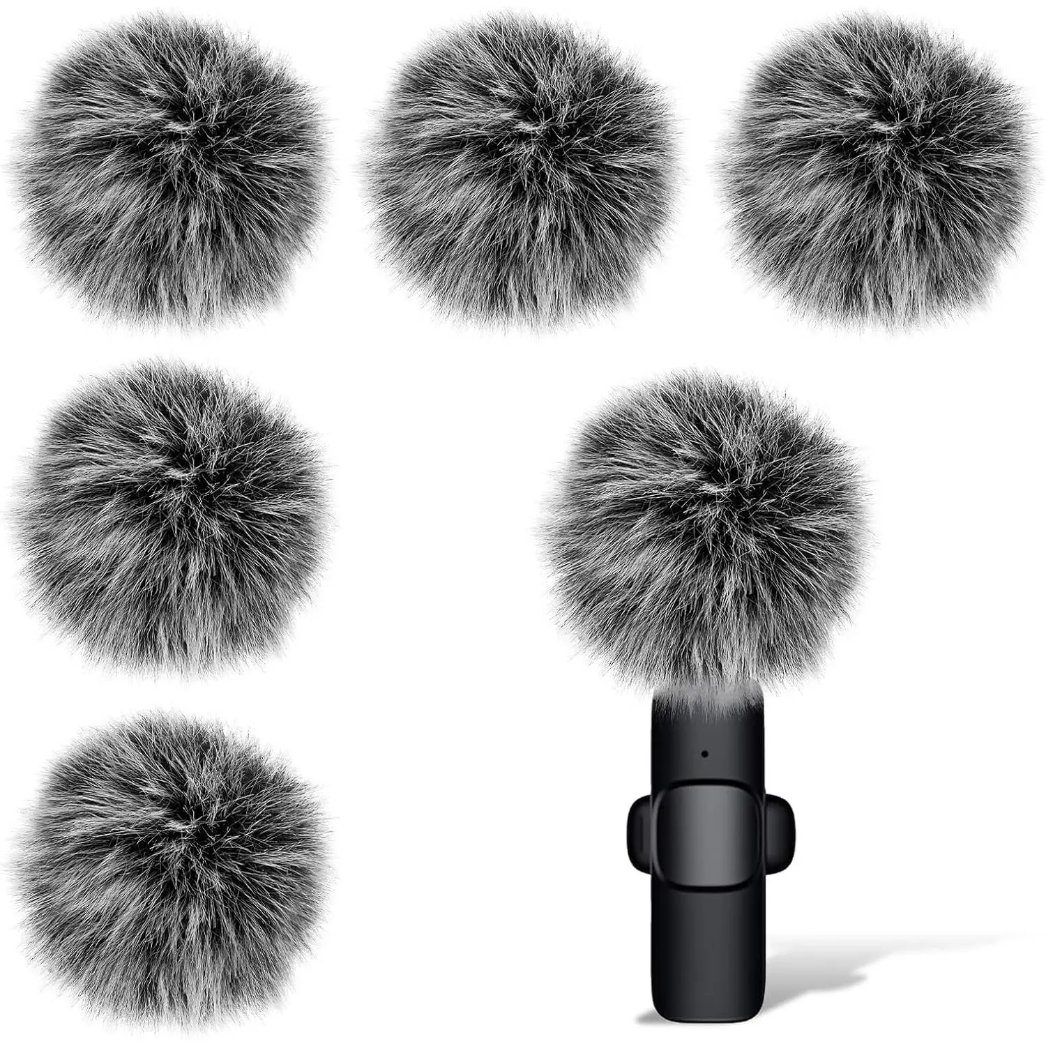 Mini  Furry Windscreen Covers, 5 count Furry Windscreen Muff Lavalier Microphone Wind Screen Muffs Pop Filter Noise Reduction for Wind and Ambient Noise Improve Mic Audio Quality (Grey)