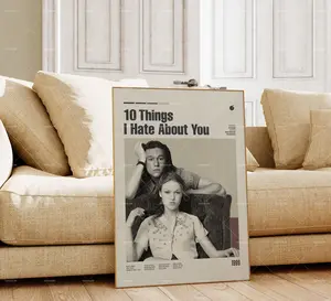 10 Things I Hate About You, Heath Ledger, Julia Stiles, Vintage Inspired Movie Poster, Midcentury Movie Poster, Custom Unframed Movie Poster